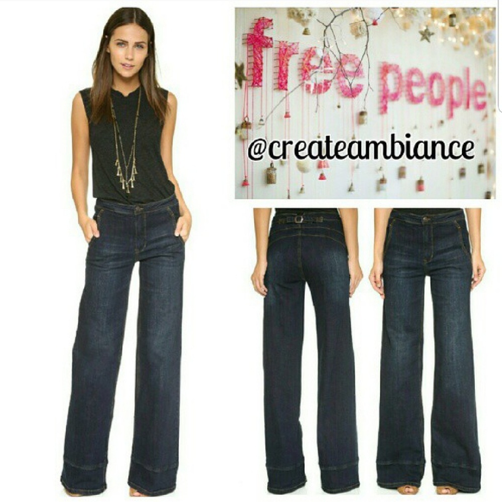 Free People Hi Waisted Bell Bottom Jeans